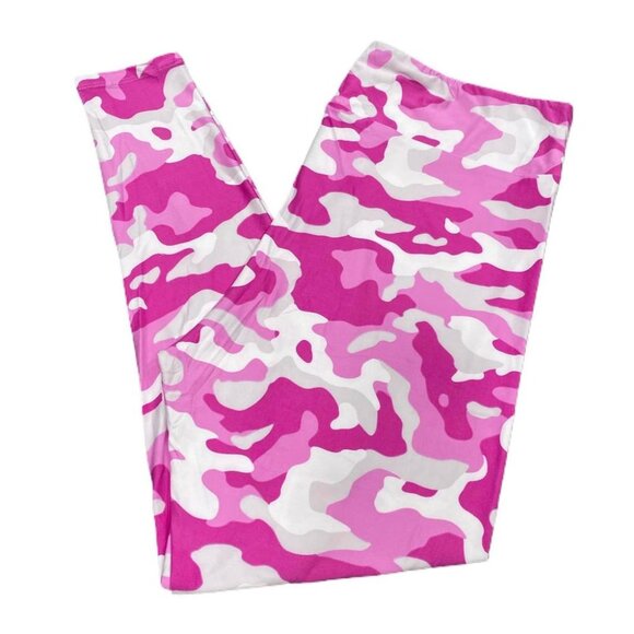 NEW NWT LuLaRoe Pink Camo BCA Leggings Breast Cancer Comfort Comfy TC OS - Picture 1 of 2